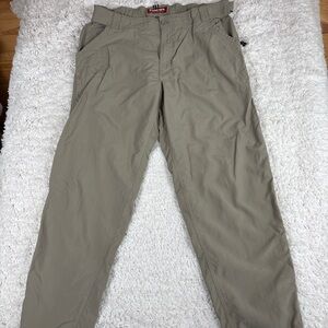 Simms Fishing Pants Men’s XL Tan Nylon Adjustable Waist Snap Hem Outdoor Wading